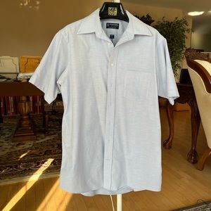 Stafford Short sleeved button up shirt light blue/white weave